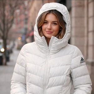 Adidas Women's Puffer Jacket in Light Gray